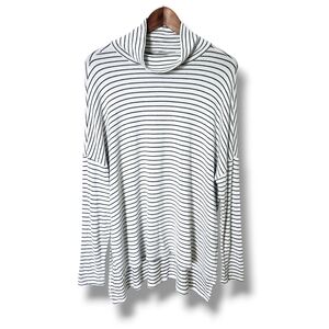 Lucky Brand Cloud Jersey Striped Cowl Neck Loose Fit Sweater | M